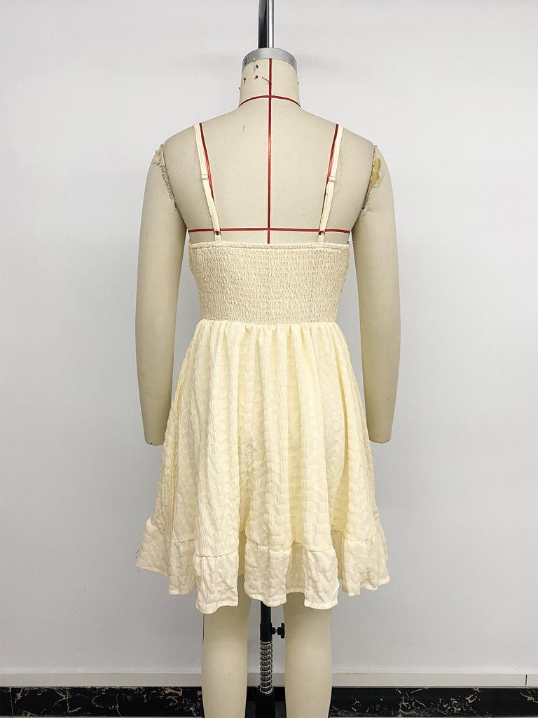 TikTok Europe & America Sweet Ruched Backless Summer Dress 2026