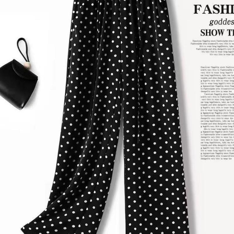 

Универсальные укороченные брюки для мамы, брюки из ледяного шелка, летние брюки для среднего и пожилого возраста, новые свободные брюки с высокой посадкой one size