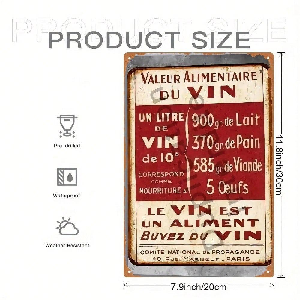 France Wine Metal Wall Sign 20x30cm Home Bar Cellar Decor