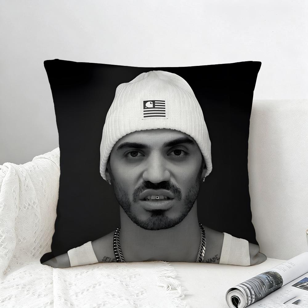 Rapper Marracash Cushion Cover Natural Linen Pillowcase Set AllinOne Decor for Sofa Bedroom  Chair