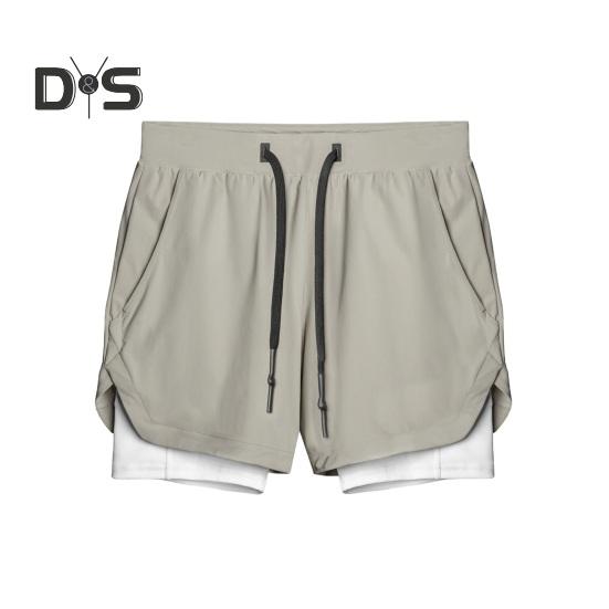 Herren-Shorts, einfarbiges Design, elastischer Bund, Kordelzug, lässige Shorts, doppellagig, schnelltrocknend, atmungsaktiv