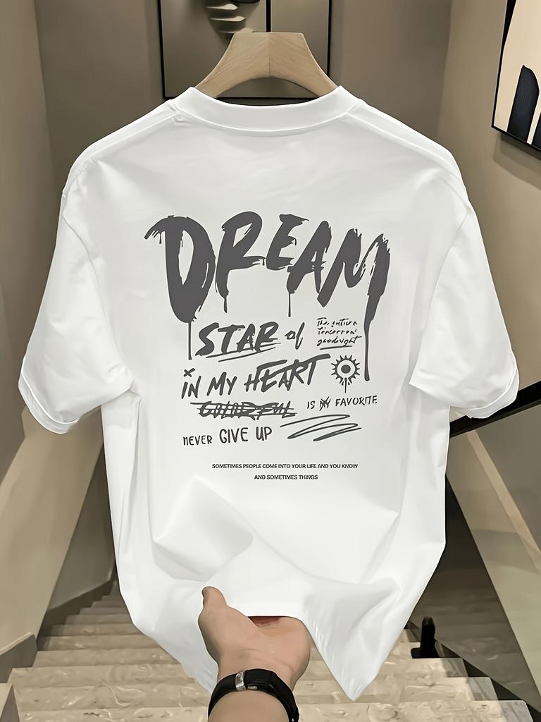 Men's "My Dream Star" Graphic T-Shirt - Oversized Short Sleeve Cotton Tee, Casual and Stylish