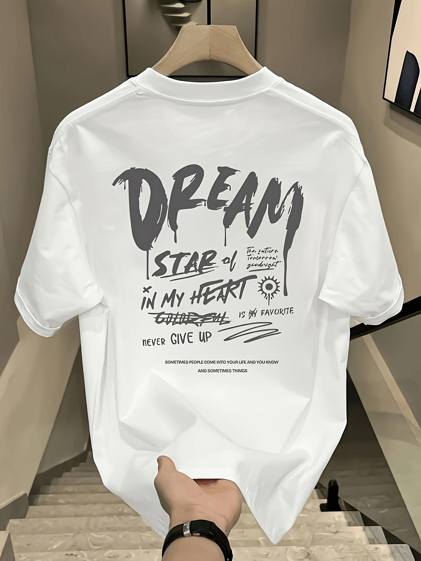 

Men s My Dream Star Graphic T-Shirt - Oversized Short Sleeve Cotton Tee, Casual and Stylish S