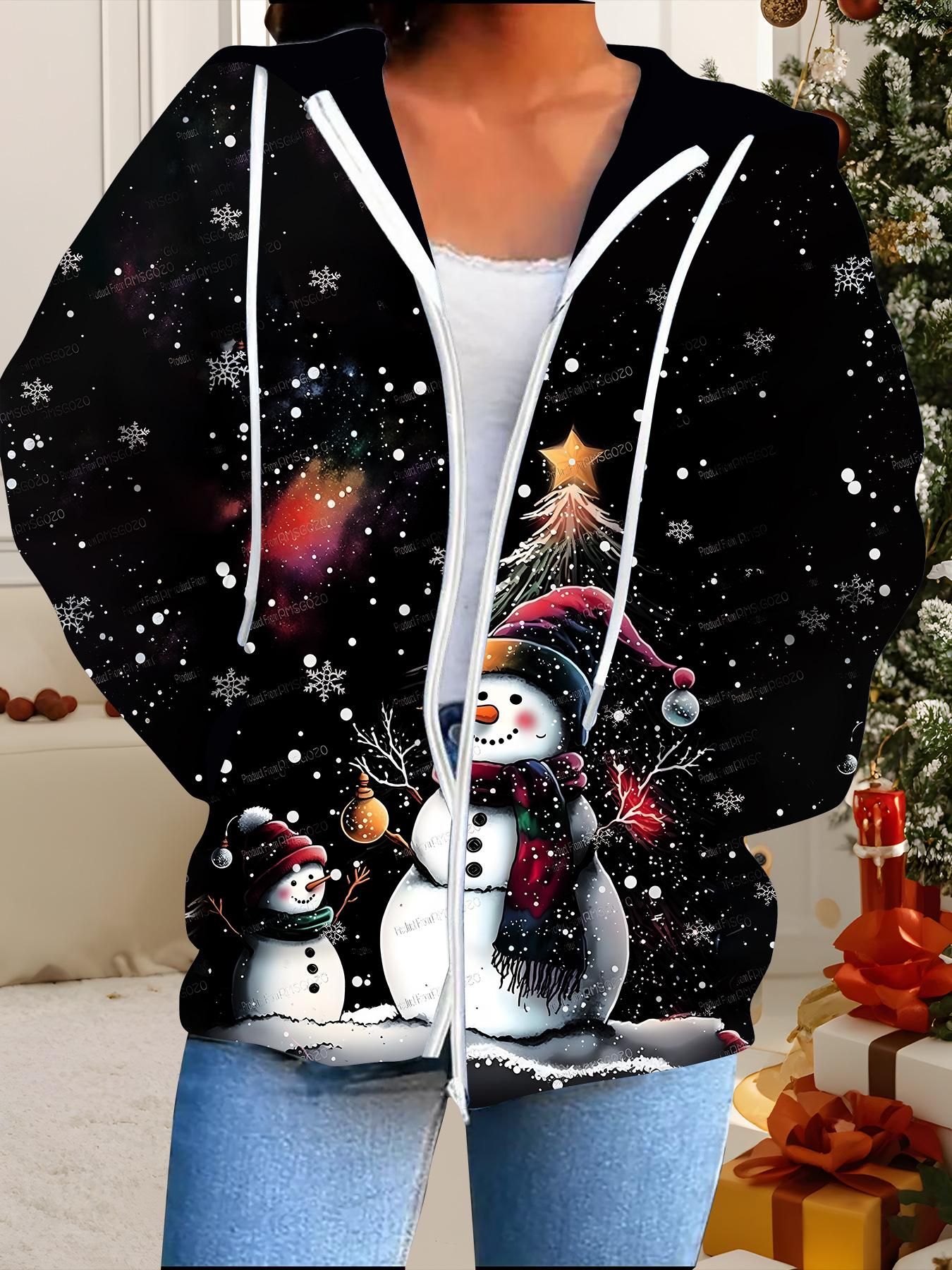 

Рождественский кардиган с капюшоном, 3D-печать, большого размера, осенне-зимний, в стиле ретро 6XL белый