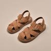Women's Roman Sandals Summer Outdoor Wear Hole Hole Beach Shoes Flat Bottom Sandals Hollow Out Design Leather Leisure Footwear