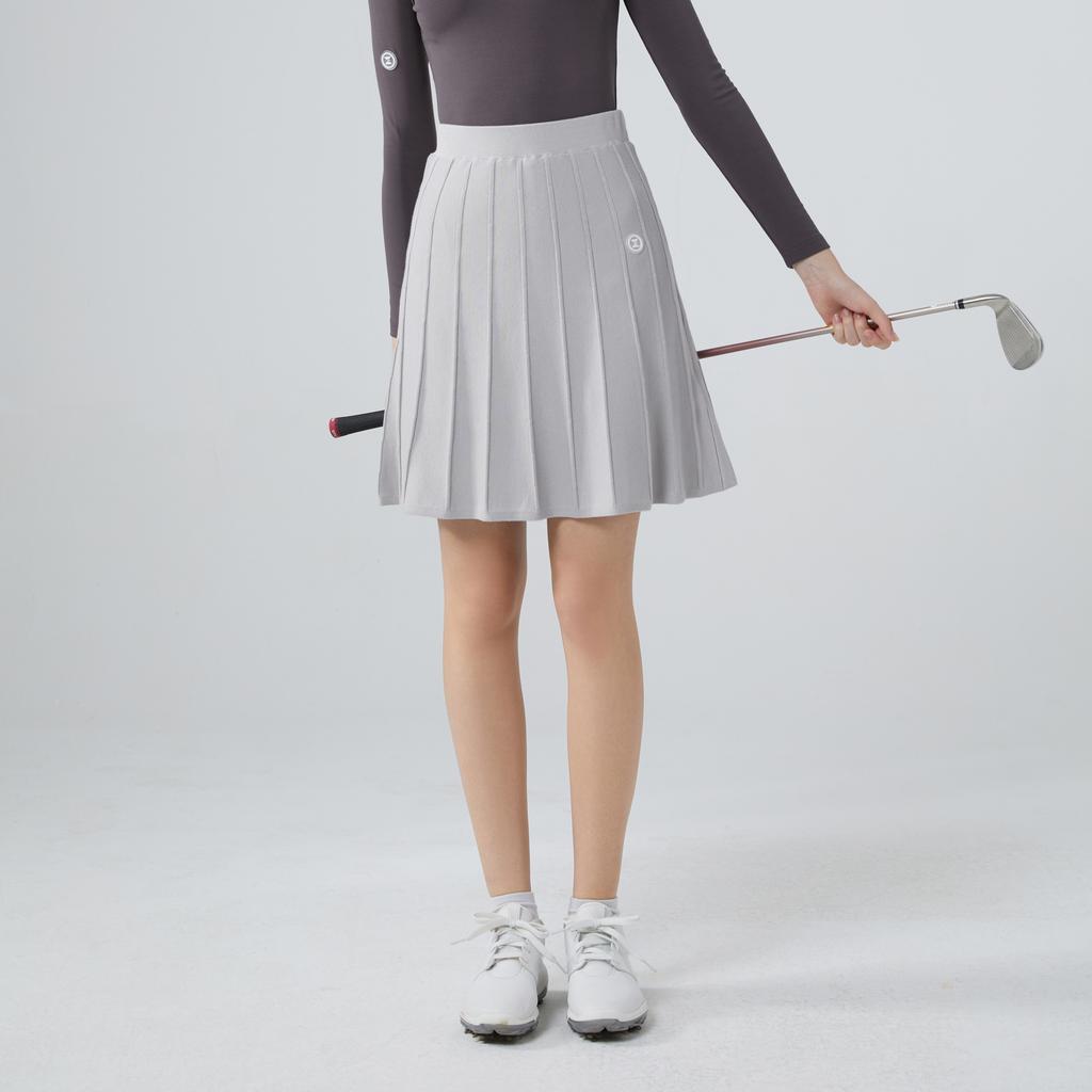 E.PARCA Knit Pleated Skirt (Gray)