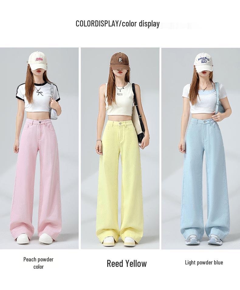 Blue High-Waisted Wide-Leg Jeans: Women's Slimming Loose Straight-Leg Pants, Spring 2026 New Style.