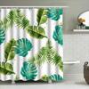 Vibrant Greenery Shower Curtain Waterproof Fabric For Bathroom Decor Tropical Leaves Print In Blue White Colors Size 180X240Cm