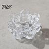 Talos Crystal Lotus Flower Tealight Candle Holders, Glass Tea Light Candlestick Decor with Deep Grooved Plate, Multifunctional Decoration for