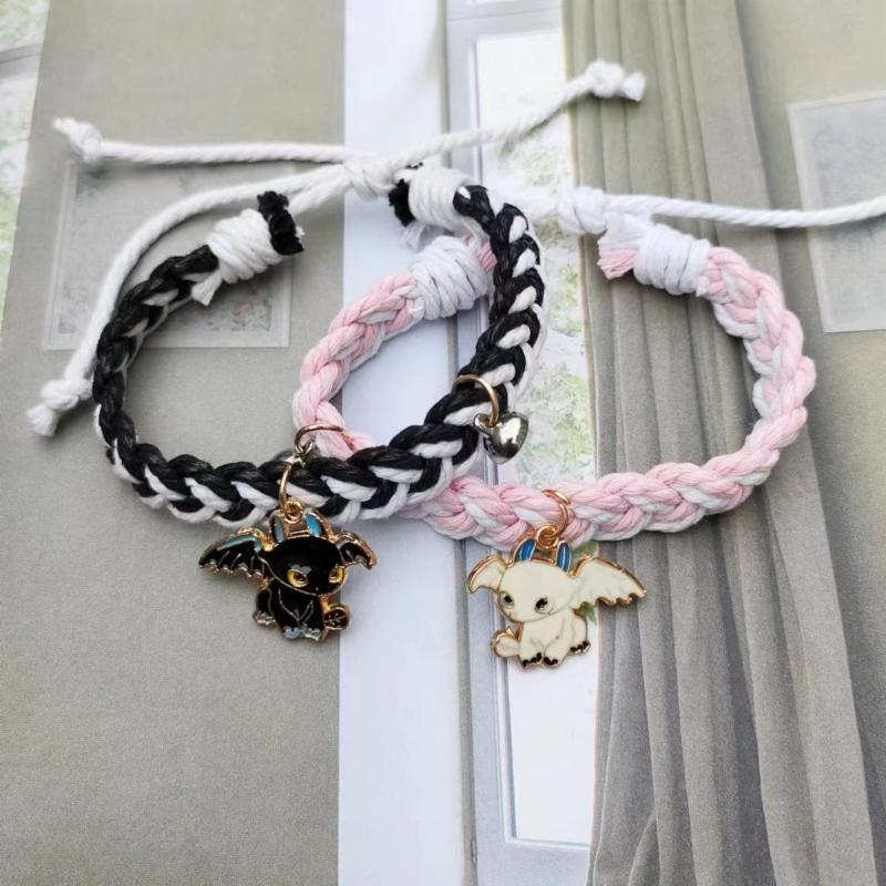 Adjustable Black and White Toothless Cartoon Cute Couple Magnet Bracelet with Magnetic Attraction for Friends