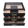 3 Layer Jewelry Box PU Leather Velvet Lining Jewelry Organizer Box with Clear Top Window for Ring Necklace Earring