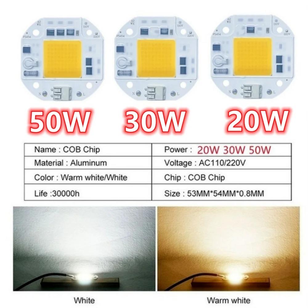LED COB Chip 20W 30W 50W High Power COB LED Chip 110V 220V White Warm White Full Spectrum Plant Growth for Spotlight Floodlight
