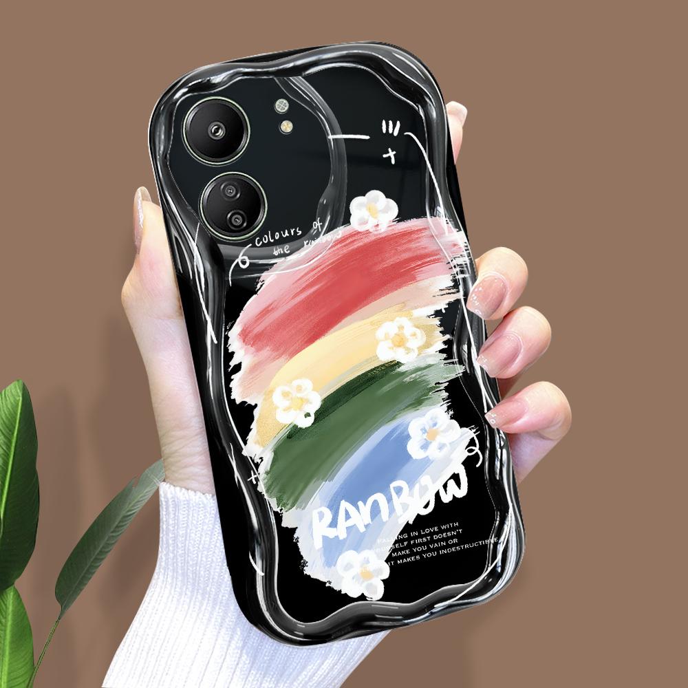 Carcasă cu textura cremă cu model de desene animate cu margine ondulată Husă din silicon moale pentru telefon pentru Xiaomi Redmi