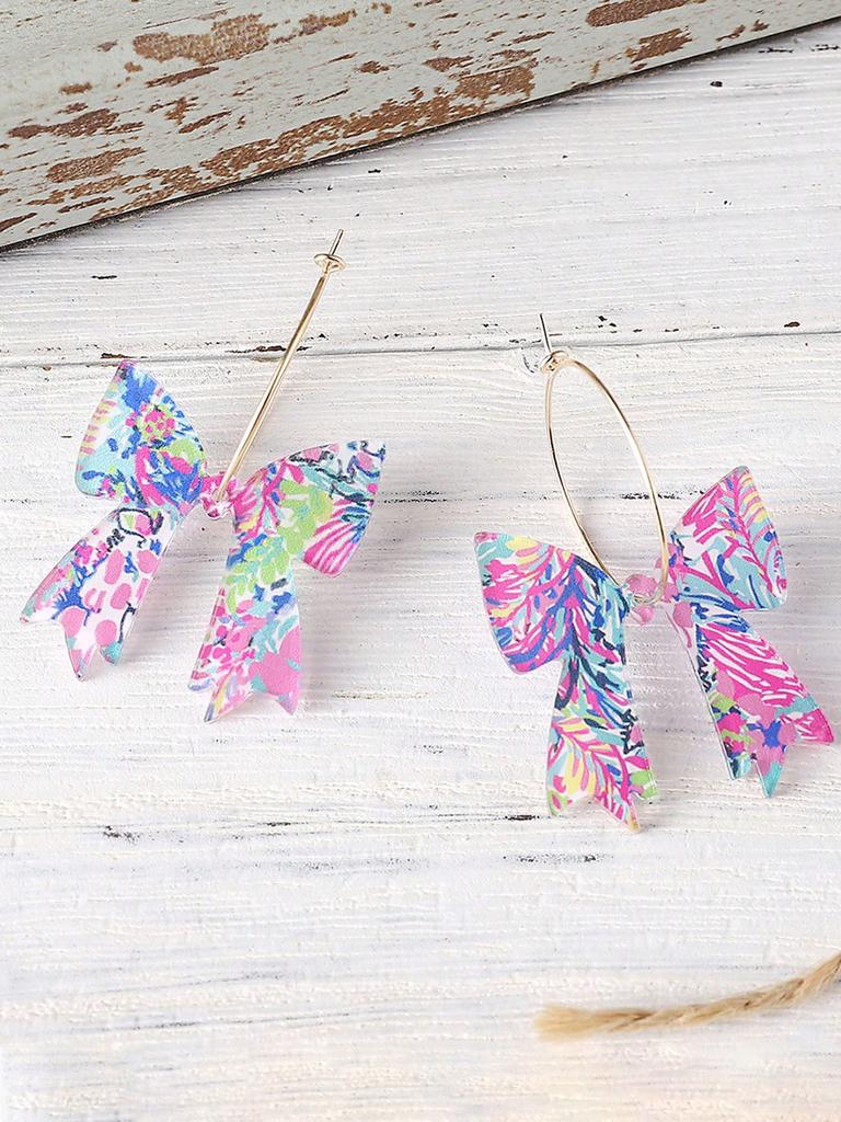 1 Pair Retro Graffiti Butterfly Hoop Earrings, Cute Colorful Print Earrings For Women