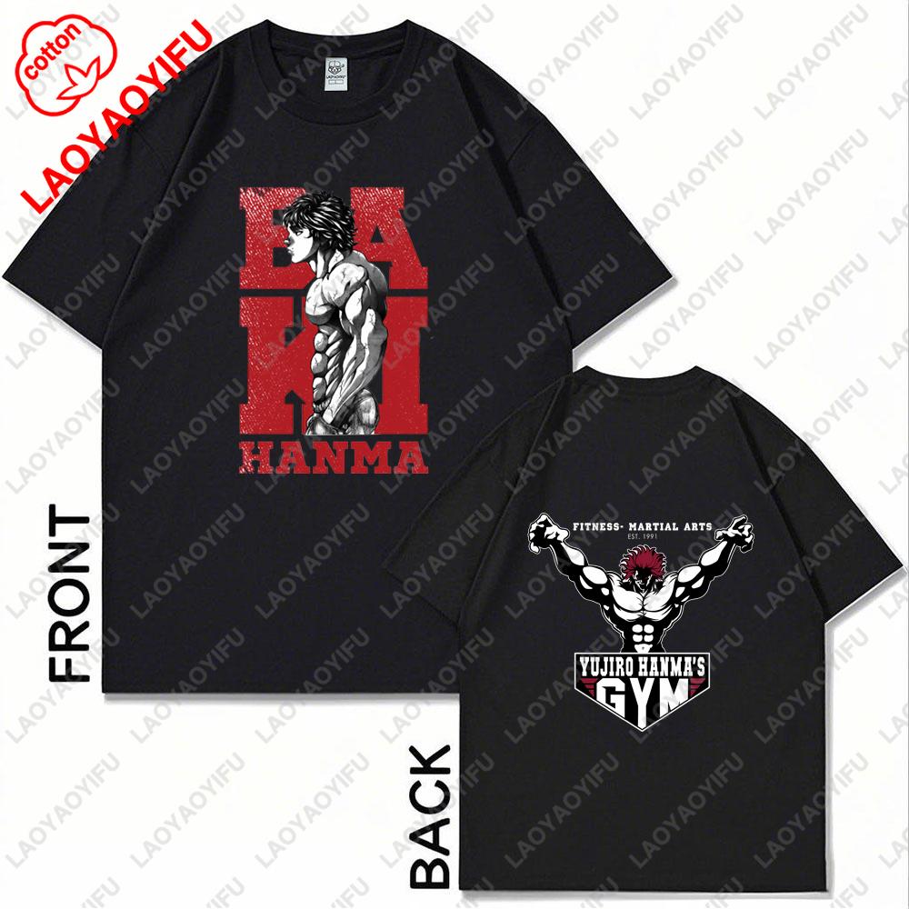 

Casual Fashion Neck Harajuku T Shirt Japanese Anime Baki Hanma The Grappler Graphic Print T Shirt Women Men Cotton Shortsleev 4XL