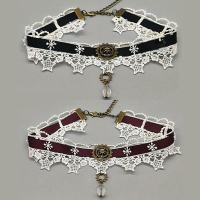 Gothic Punk Steampunk Necklace Christmas Ribbon Lace Choker Collar Necklace