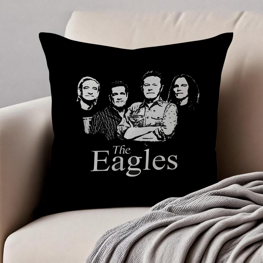 Classic Rock Band T-The Eagles Cushion Cover Pillowcase Anti-dustmite Invisible Zipper Short Plush Sofa Cushion