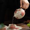 Peony Flower Xishi Handle Ceramic Teapot – Retro Anti-Scald Kung Fu Tea Set