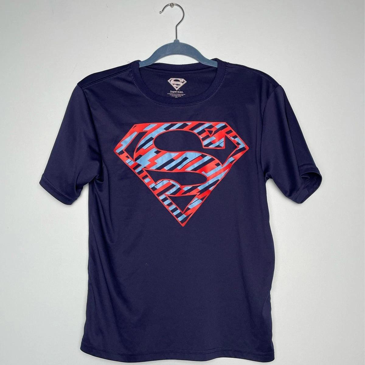 Superman Kids XL (14-16) Dark Blue T-Shirt – Classic Superman in Logo 2XL
