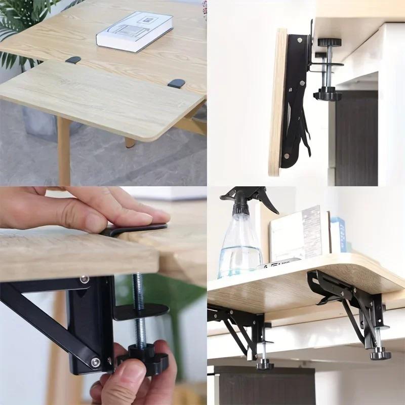 2PCS L-shaped Foldable Desktop Bracket Heavy-duty Punch-free Space-saving Desktop Extension Plate Rack Hardware Accessories