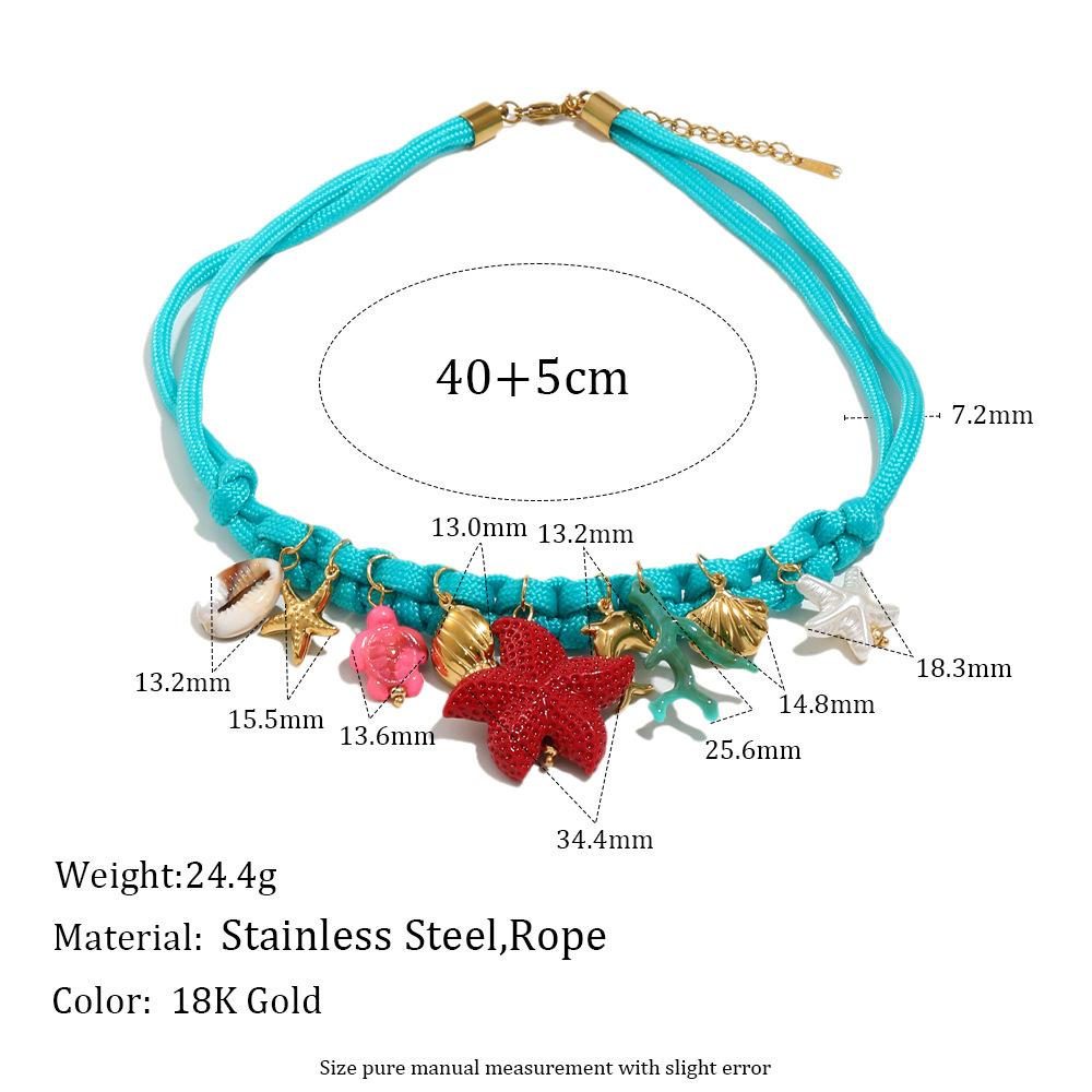 Summer Fashion DIY Shell Necklace 18K Gold Plated Waterproof Stainless Steel Jewelry Set for Gift & Party