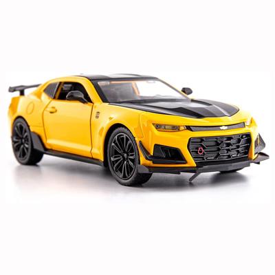 1/24 Camaro Bumblebee Car Model Toy Zinc Alloy Casting Pull Back Car Sound and Light Toys for Kids Boy Girl Gift