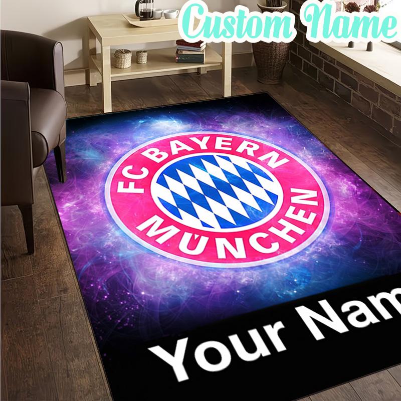 Custom Name Bayern Munchen Logo Design Rug, Office Rug, Chair Rug, Carpet for Living Rooms, Doormat Game Rug Home Decor Christmas Gifts