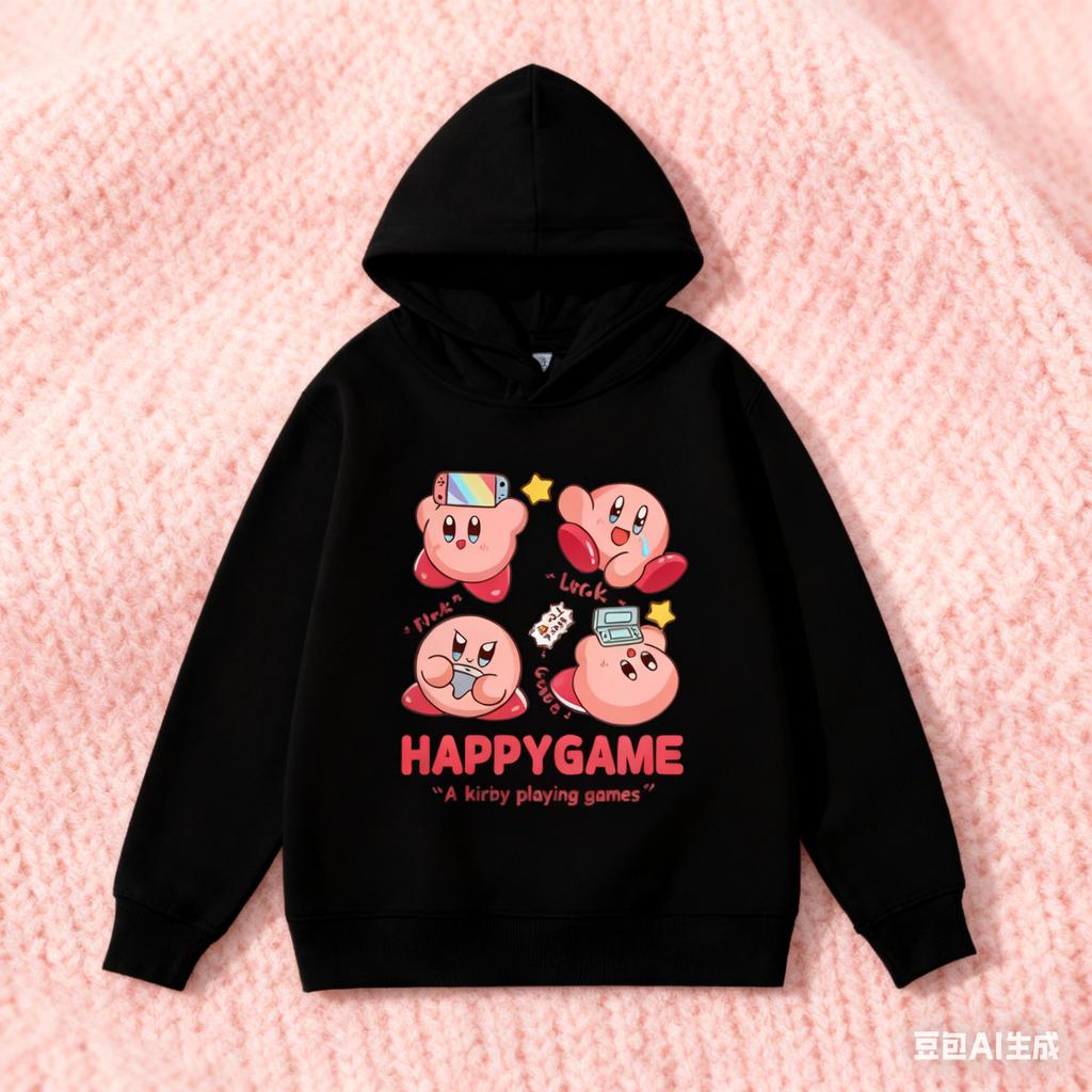 Star Kirby Musterdruck Kinder Kapuzensweatshirt Junge Mädchen Herbst Winter Täglich Outdoor Urlaub Lässig Locker Warm Sportbekleidung