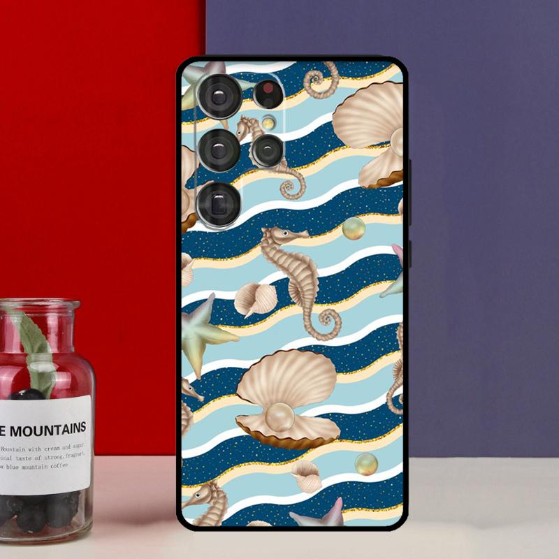 Starfish Seahorse Pattern Funda Case For Samsung Galaxy S25 Ultra S9 S10 S20 S21 S22 Plus S23 Ultra S24 FE Phone Cover
