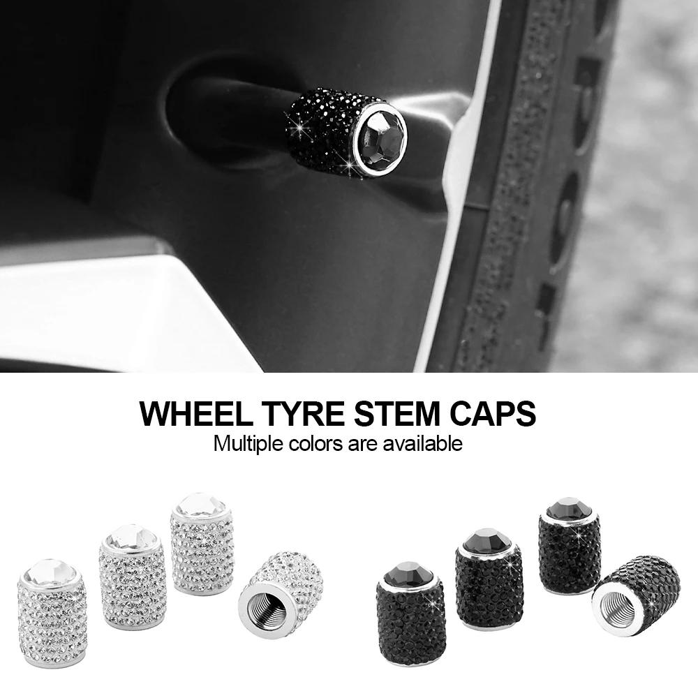 4 Stück Diamant Auto Reifenventilkappen Glänzend Staubdicht Radventilabdeckung Fahrzeug Bling Kristallventilkappe Auto Styling Zubehör