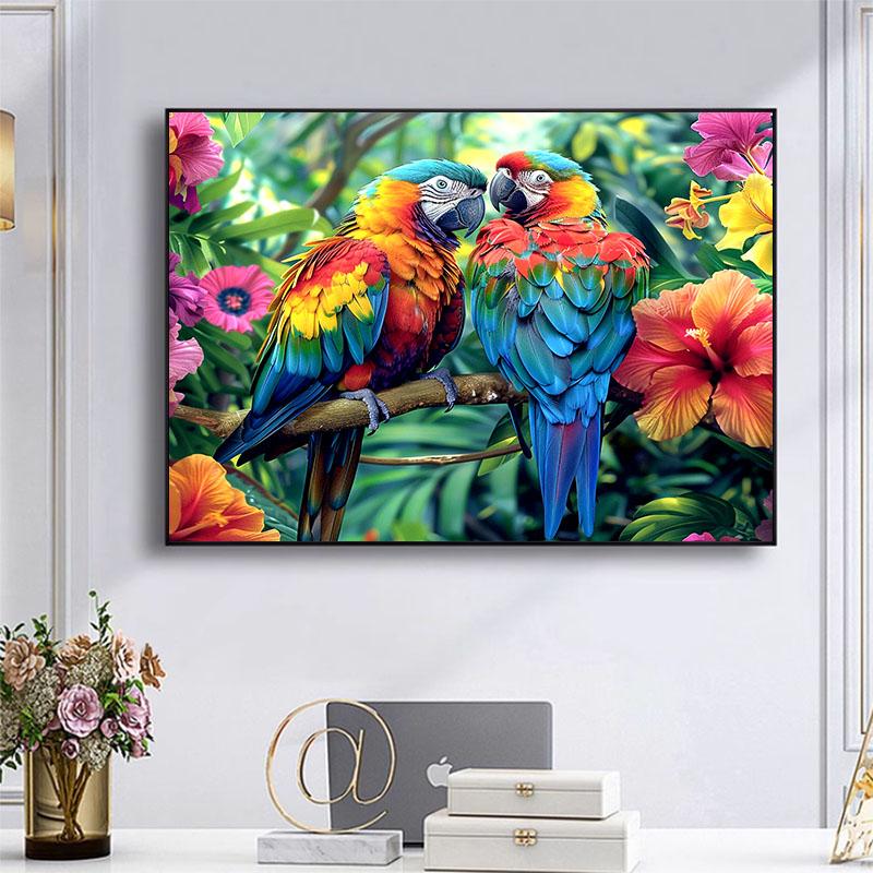 5d DIY Diamond Painting Cross Stitch Colorful Parrot Animals Diamond Embroidery Mosaic Full Round Drill Home Decor