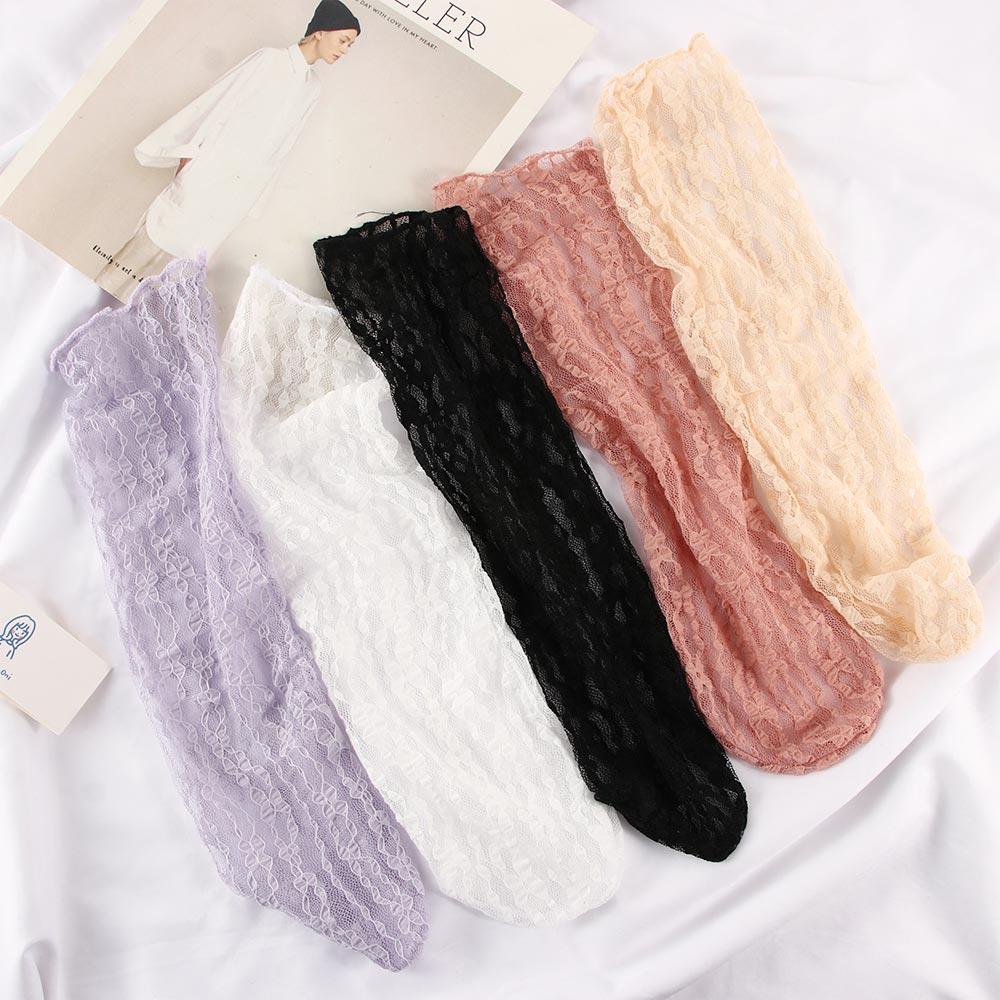 

Women Girls Flower Ultra-thin Lolita Spring and Summer Pile Stockings Mesh Socks Lace JK Socks