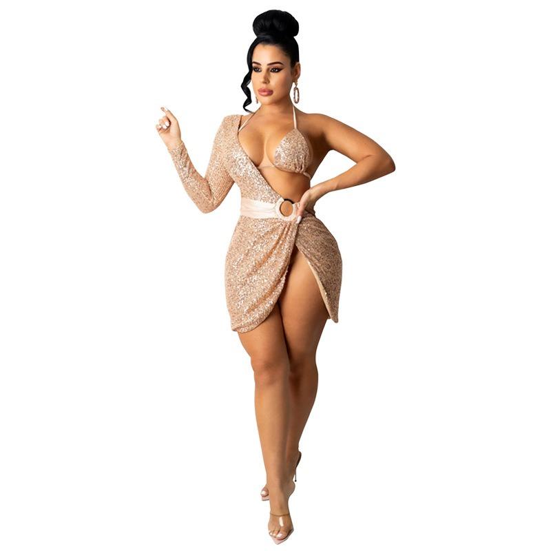 Women's Summer Fashion New Nightclub Hottie Backless Long Sleeved Dress