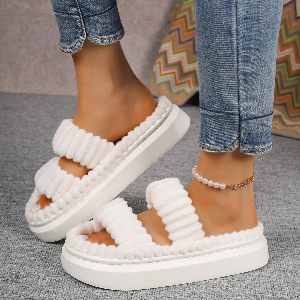 

Fashion 2024 Autumn Winter New Women Home Slippers Open Toe Cross Band Linen Soled Indoor Slides Linen Soled Non Slip Bathroom Slippers 36 білий