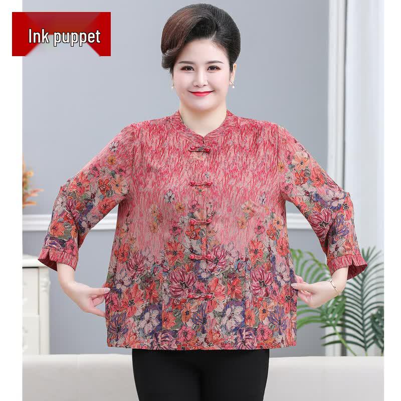 Mooou Women s Plus Size Long Sleeve Tang Suit Style Shirt 8XL