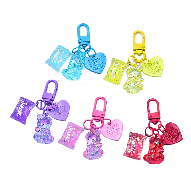 Desene animat Bling Heart Bear Animal Bomboane Breloc Breloc pentru iubitorii de prieteni Drăguț Creativ Geantă Mașină Căști Cutie Accesorii pentru chei