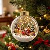 Glowing Tree Decorations Christmas Story Ornament, Mini Holiday Scene In Ball Hanging Decoration, Gift for Friends Light Up Acrylic Clear Pendant Xmas