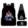 Backpack, Primary School Student Animation Schoolbag, Cartoon Backpack, Satchel, Pencil Bag, Three-Piece Set.