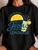 Womens ONeck Cotton T Shirts Lemonade Prints TShirts Jesus Short Sleeves Tops Life Gives Me Some Lemons Summer Casual Clothes