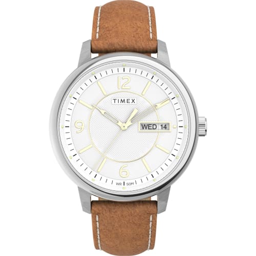 

Timex 45 мм Chicago Date, Коричневый/Белый, Один размер, 45 мм Chicago Date