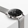 OLEVS Women's Minimalist Casual Watch Leather Band Waterproof Slim Analog Quartz with Date Calendar Silver Black Mesh Strap