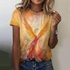 Fashionable Women's T-shirt Phoenix 3D Printing 2026 Summer Round Neck Short Sleeved Y2k Street Wear Slimming Versatile Top