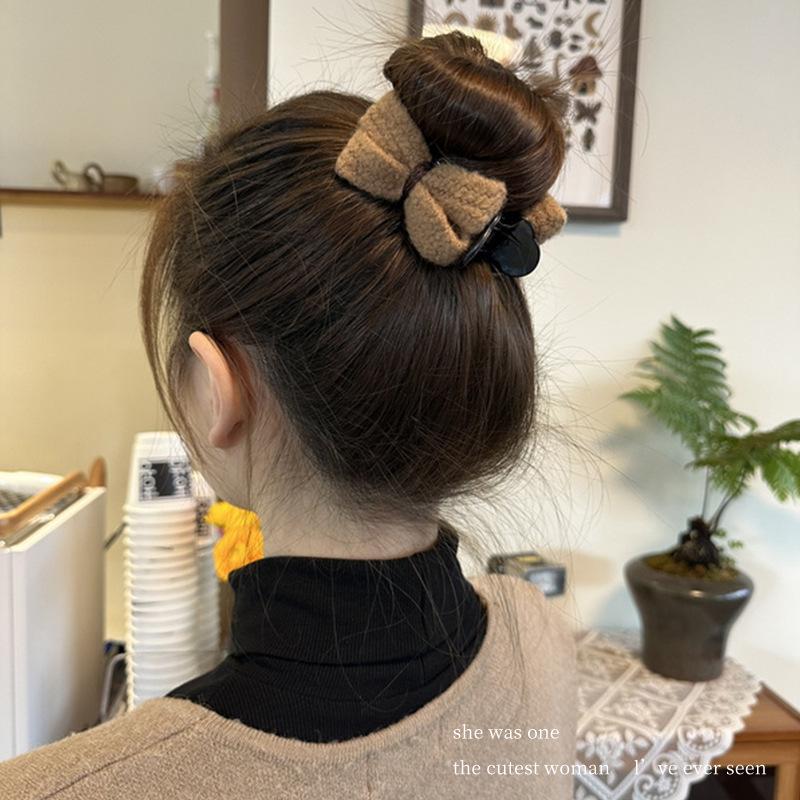 3-Piece Knitted Bow Top Knot Claw Clips for Women’s Hair Styling