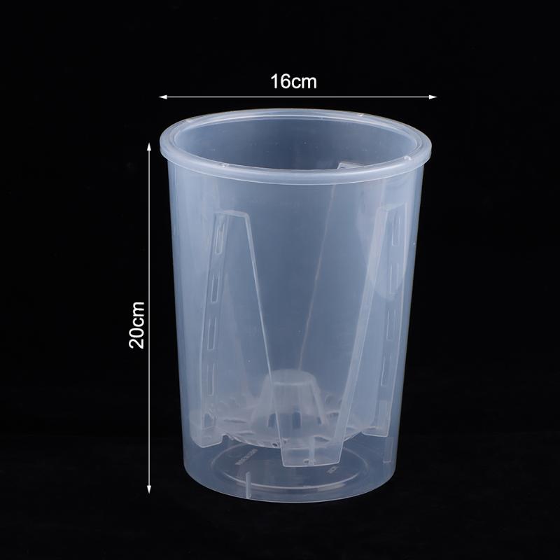 Double-Layer Automatic Watering Flower Pot Plastic Transparent Planter W Holes Butterfly Orchid Root Control Pots Gardening Tool 16CM