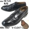 Vintage 60s-70s V-CLEAT Heavy Leather Plain Toe Service Dress Oxford Shoes Size 10.5D 28.0-28.5cm Black