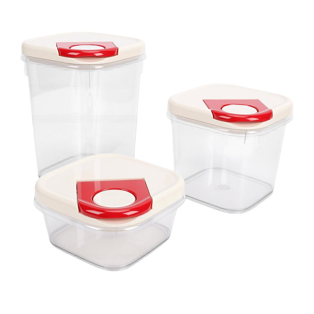 3 Pcs Food Storage Container Airtight Damp Proof Transparent Food Storage Box Set for Kitchen