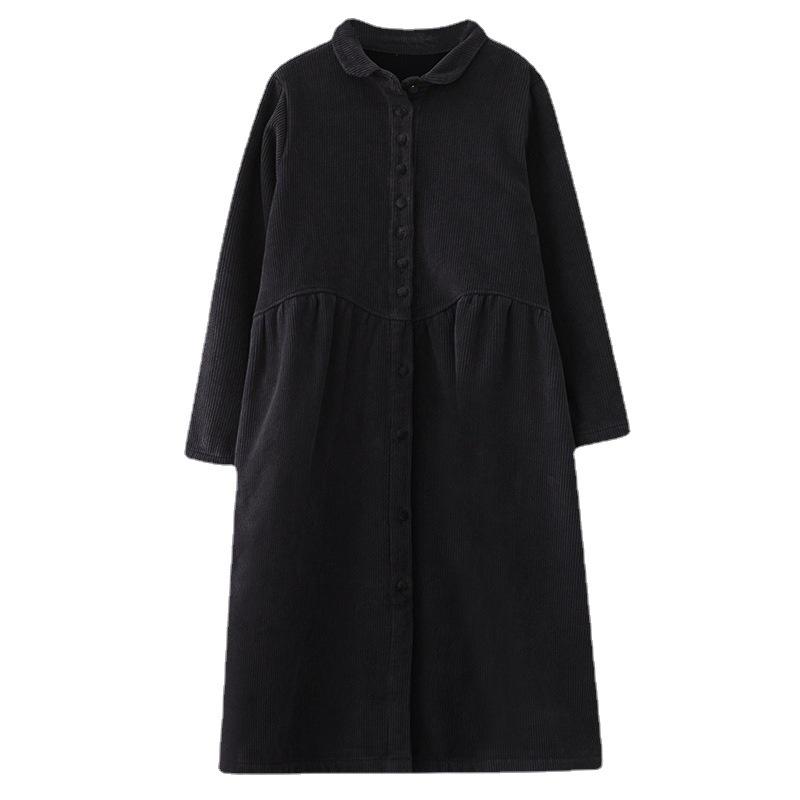 Autumn/Winter Other Solid Side Split Acrylic Retro Dress Cotton Spandex Ankle-Length Long Sleeve Women