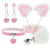 Anal Sex Toys Fox Tail Butt Plug Sexy Plush Cat Ear Headband With Bells Necklace Set Massage Sex Toys For Women Couples Cosplay