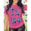 Butterfly Print Fashion Casual Short Sleeve Round Neck Women's T-Shirt