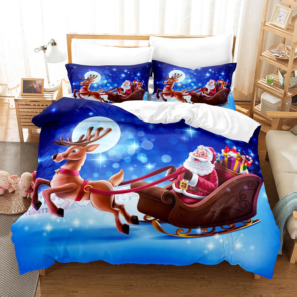 3D Digital Printing Three-Piece Set, Santa 2 Printing Bedding Kit